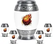 Basketball Urn - Urns for Human Ashes Adult Female - Small Urns for Human Ashes Keepsake - White Tiny Funeral - Adult Urn for Human Ashes Men & Women (Combo of 5, 10 Inch & 3 Inch)
