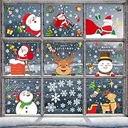 Simpeak 12 Sheets A4 Christmas Window Stickers, Xmas Window Clings for Window Display A4 Size Removable Static Decals PVC Stickers for Christmas House Shop Decorations