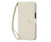 IPhone 12 Wallet Case With Wrist Strap,PU Leather Lightweight IPhone 12 Case-White