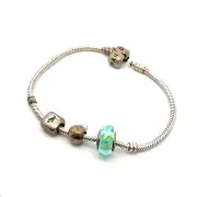 Authentic sterling silver pandora 8in bracelet with 3 charms