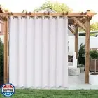 LORDTEX Linen Look Indoor/Outdoor Curtains, 105" W x 95" L, White, Set of 2 P
