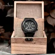 BIRD Viking Vegvisir Man's Wooden Watches Vintage Watch for Men Wood Clock Support Logo Customized, Dropshipping Black Square box