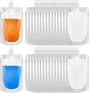 NILLOS Clear Travel Drinks Flasks, 30 PCS Plastic Reusable Drink Container with Spout for Juice, Liquor, Rum, Water (200 ML)