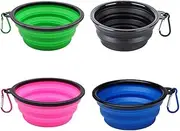 Esforzarse 4 Pack Collapsible Dog Bowl, Portable Pet Feeding Watering Dish, Perfect for Walking, Hiking, Traveling, Indoor/Outdoor Use, Black, Green, Blue, Pink