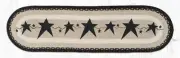 Braided Jute Hand Stenciled Oval Table Runner. Earth Rugs. PRIMITIVE STAR