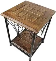 [MITRIA TRADERS] Wooden and Wrought Iron Side Table//Wooden and Iron Stool Cum Side Table