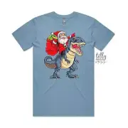 Christmas T-Shirt for Men, Dinosaur Santa Men's T-Shirt, Men's Christmas