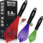 Walfos Whisk,8.5+9+11In Silicone Whisk, BPA Free Whisks for Cooking Non Scratch.