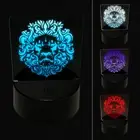 Arabesque Floral Decorative Lion Head 3D Illusion LED Night Light Sign Lamp
