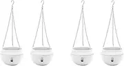 4Pcs Plastic Hanging Planter Self Watering Basket with Hooks, Hanging Flower Pot with Detachable Base White