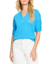 Nzt By Nic+Zoe Ruched Elbow Sleeve Top