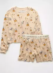 American Eagle AE Peanuts Snoopy Fall Pumpkin Plush PJ Set NWT XL