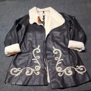 NWT NOS Ariat Open Maxi Coat Sherpa Lined Faux Leather Western Wear