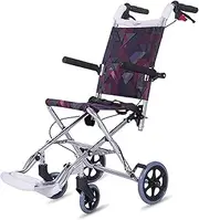 Lightweight Aluminium Wheelchair, With Brake and Fold Up Pedal Portable Medical Aid Wheelchair for Outdoor Home Max Support 220 Lbs