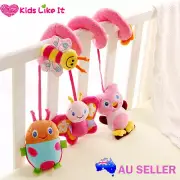 BABY Pink Crib COT Pram Hanging MUSICAL TOY Rattle NURSERY Decoration ANIMAL New