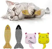 Cat Catnip Toy Fish, 4 PCS Cute Cat Kick Toy, Soft Kitty Catnip Toys, Linen Chew Kitten Toy, Cute Fish Pillow Toys