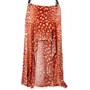 Sass and Bide Women's Wild Child Skirt Size AUS 12 Red​/​Orange Print Hi Low Hem