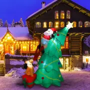 5.7 FT Christmas Inflatable Santa Claus Clambing Tree, Blow up Lighted Xmas Yard