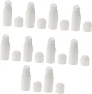Gogogmee 10pcs Plastic Roller Bottles for Essential Oils Refillable Leak Containers with Smooth Ball for Aromatherapy Perfumes and Lip Balms Travel White