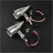 Turn Signal Indicator 2X Motorcycle Retro Bullet Turn Signal Light LED Brake Light Metal Shell Blinkers Flashers for Harley Chopper Bobber Cafe Racer(Chrome)