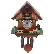 Antique Wooden Wall Clock Bird Time Bell Swing Alarm Watch Home Art9853