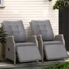 2PC Recliner Chairs Sun lounge Wicker Lounger Outdoor Furniture Adjustable -GEX2