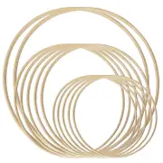 Dream Catcher Rings 12Pcs Wood Bamboo Floral Hoop for DIY Wreath Decor Wedding Wreath Decor and Wall Hanging Craft wood color