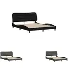 Bed Frame with LED Lights Slatted Mattress Base Bedstead Bedroom Fabric vidaXL