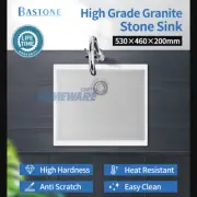 White Granite Quartz Stone Single Bowl Kitchen Sink Laundry Topmount 530x460mm