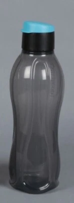 Tupperware Water Bottle 10 oz & Liquid Tight Big Gulp Pour Seal Black & Blue New