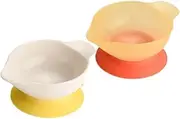 GARVALON 2pcs Food Bowl Scoop Dish Scoop Plate Suction Bowl Non Slip Plate Adaptive Self-Feeding Dinnerware Disabled Bowl Independent Eating Bowl Stay Put Bowl