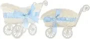 2pcs Wicker Pram Candy Cart Basket: Party Woven Baskets Mini Shopping Doll Stroller Candy Holder for Wedding Party Present Doll