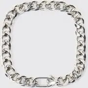 Mens Chunky Clasp Detail Metal Bracelet In Silver