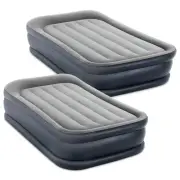 Intex Dura Beam Deluxe Pillow Raised Air Mattress w/ Built In Pump, Twin, 2 Pack