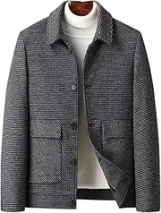[TangDao] Mens Herringbone Tweed Blazer Jacket British Wool Sports Coat Autumn Winter Casual Business Suit Jacket