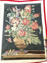 Needlepoint Canvas Huge! 34" x 25" Victorian Floral Hand Painted Unworked