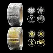 BEZANU Christmas Seal Stickers, 1000 PCS Round Transparent Snowflake Stickers for Christmas Decoration, Gift Wrapping, Scrapbooking (Gold & Silver, 2 Rolls)