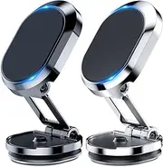 TooToo Metal Magnetic Car Phone Holder Folding Magnet Dash Mount Mobile Phone Stand GPS Black/Silver (Silver)