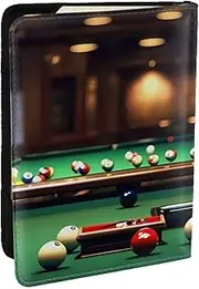 [JEJEA] Billiard Print Travel Organizer Credit Cards Case Passport BookPassport Holder Cover Wallet forTraveling,, Black, One Size