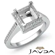 Halo Pave Proposed Princess Semi Mount Diamond Engagement Ring 14k W Gold 0.5Ctw