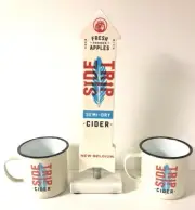 New Belgium Side Trip Cider Tap Handle 12.5" & (2) Side Trip Cider Cups New & FS