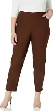 Alfred Dunner Women's Allure Slimming Plus Size Stretch 6 Petite, Brown