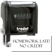 Self-Inking Homework Late No Credit Stamp Size 5/8" Tall x 1-5/8" Wide
