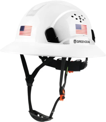 GREEN DEVIL Full Brim Hard Hat Vented Construction Safety Helmet OSHA Approved C