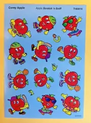 VTG TREND Scratch & Sniff Stinky Sticker Sheet Die Cut COREY APPLE Scented Rare