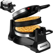 Double Belgian Waffle Maker 180°Flip, Waffle Iron 8 Slices, Rotating & Non Stick