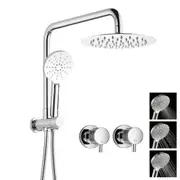 ACA WELS Round 8'' Ultrathin Rainfall Shower Head Station 3-MODE Handheld Set Diverter Twin Taps Chrome