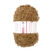 Fur Yarn Polyester Yarn Fluffy Chunky Yarn Brown for Crocheting,50m