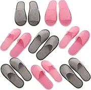 minkissy 10 Pairs Disposable Travel Slippers Soft Guest Slippers for Hotels Spas and Home Use Men Grey and Women for Family Visits and Parties