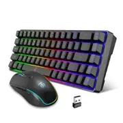 60% Wireless Gaming Keyboard and Mouse Combo,LED Backlit Black Combo